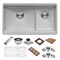 Ruvati 33 in. Workstation Dual Tier Double Bowl Low Divide Undermount 16 Gauge SS Kitchen Sink RVH8255 - alternate 9